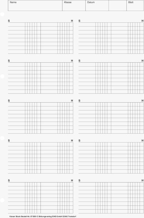 Nährwerte und Zutaten Arbeitsblock Kieserblock DIN A4 T-Konten Lineatur 91C (A4, Liniert, Kein Einband)