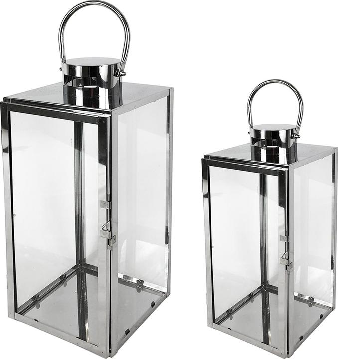 Produktbild Mojawo 2er Set Edelstahl-Laterne Gartenlaterne Windlicht 30/40cm (30, 40, 2 x)