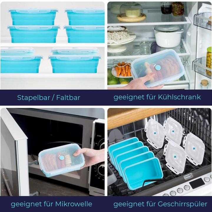 Produktbild König Design Gefrier Dosen Lebensmittel Vorrats Behälter Frischhaltedosen Deckel Faltbar (1.20 l)