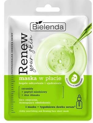 Actual product image Bielenda Renew Your Skin Nourishing Sheet Mask With Ceramides And Snail Mucus