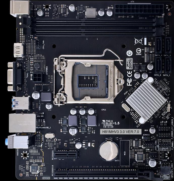 Productafbeelding Biostar MB H81MHV3 V3.0 H81,S1150,mATX,DDR3,Intel (LGA 1150, Intel H81, mATX)