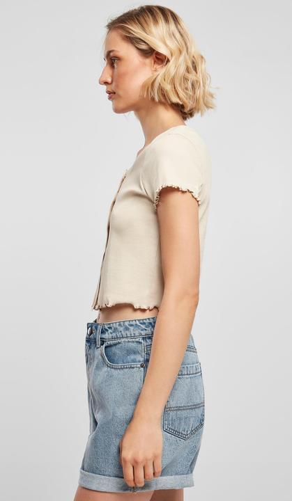 Actual product image Urban Classics Ladies Cropped Button Up Rib Tee - 12114 (5XL)