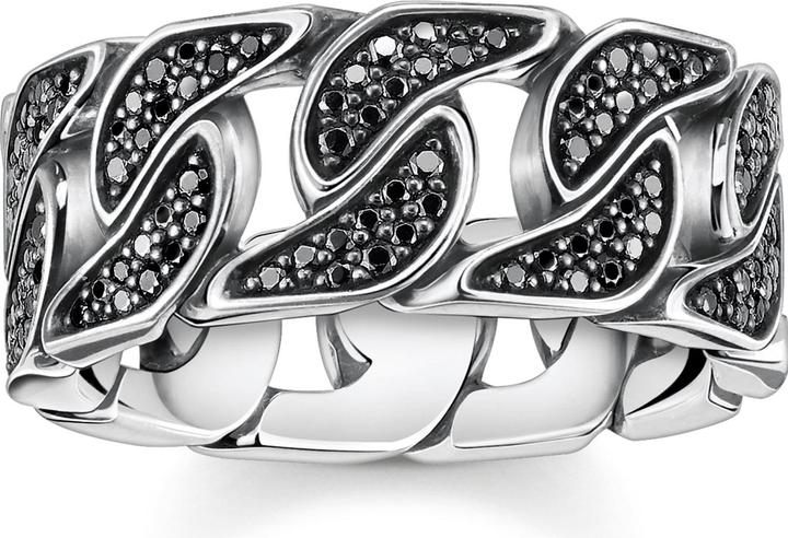 Produktbild Thomas Sabo Ring Geschwärzt Glieder mit Schwarzen Steinen (60, 925 Silber)
