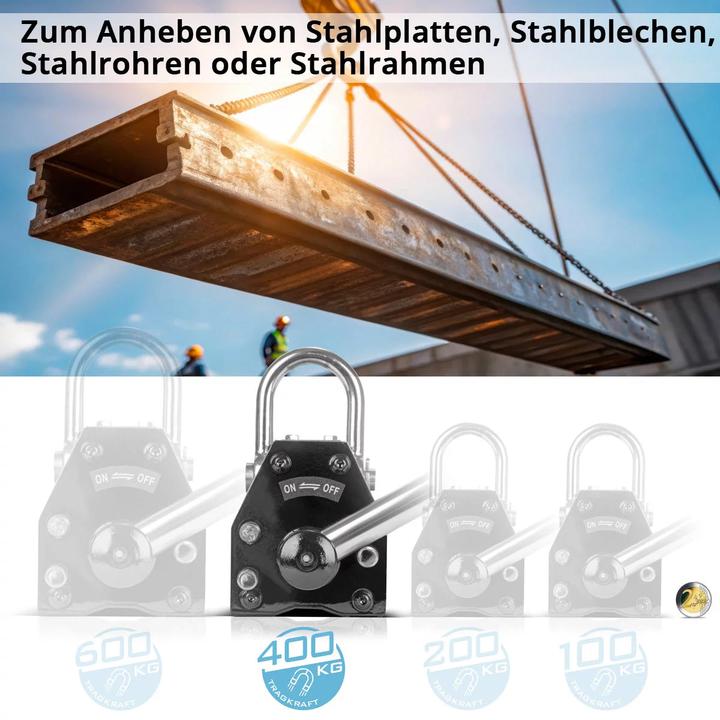 Image du produit Stahlwerk Aimant de levage avec 400 kg 880 lbs de capacité 1280 kg 2821 lbs de traction (400 kg)
