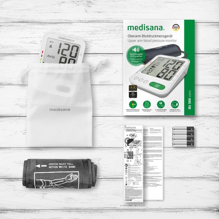 Immagine prodotto Medisana BU 586 Voice Misuratore di pressione del braccio superiore Polsino grande 23-43 cm (Sfigmomanometro per braccio)