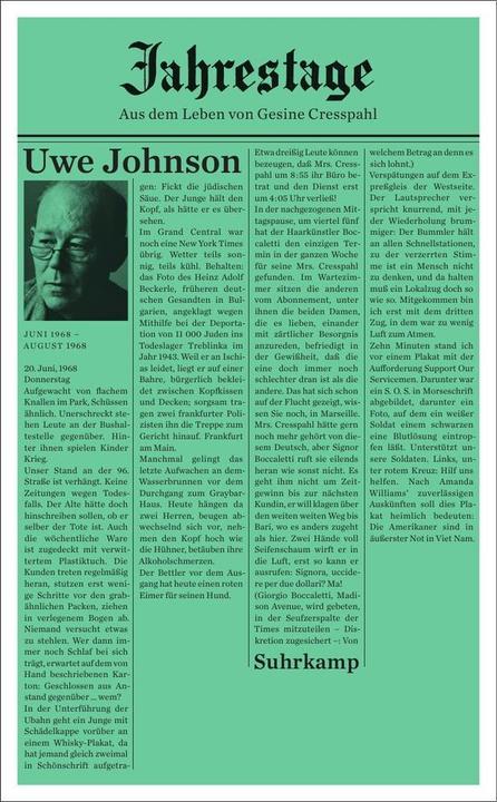 Valori nutrizionali e ingredienti Suhrk.TB.4454 Johnson:Anniversari 4 (Uwe Johnson, Tedesco)