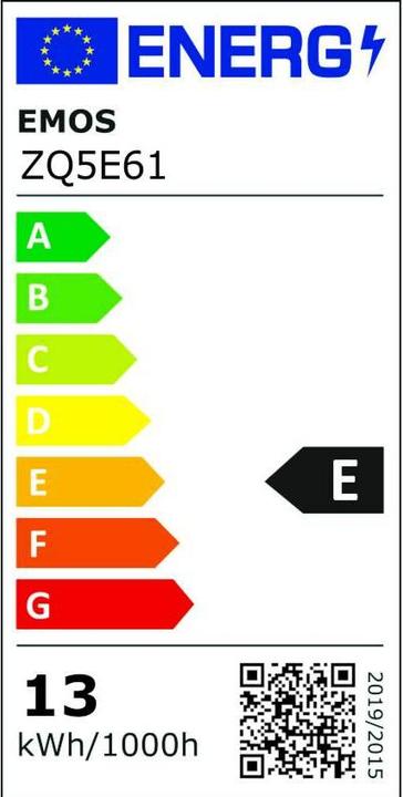 Etichetta energetica Emos Lampada LED Classic A60 / E27 / 13 W (100 W) / 1521 lm / Bianco caldo (E27, 13 W, 1521 lm, 1 x, E)