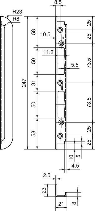 Actual product image Glutz B-1150 routed-in closing plates (Striking plate)