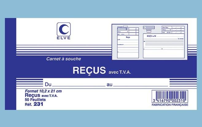 Actual product image ELVE Carnet... souche "Re‡u avec TVA", 96 x 210 mm (50 x)