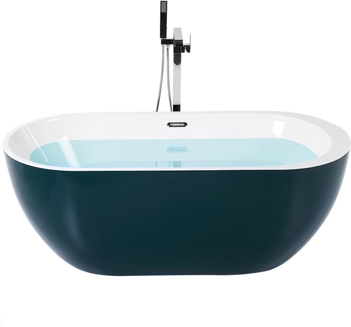 Beliani Bathtub freestanding blue-green oval 170 x 80 cm NEVIS (220 l, 170 cm, 80 cm)