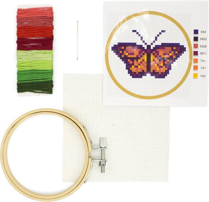 Produktbild Kikkerland Mini Cross Stitch Embroidery Kit - Butterfly