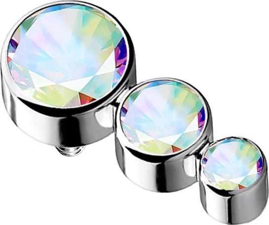 Produktbild Star Piercing Dermal Anchor silber mit drei Kristallen multicolor (Titan G23, ohne Messing)