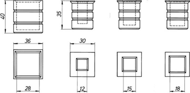 Immagine prodotto Deni Boccola di pietra 13 barre quadrate 13 mm in ghisa 2 pezzi