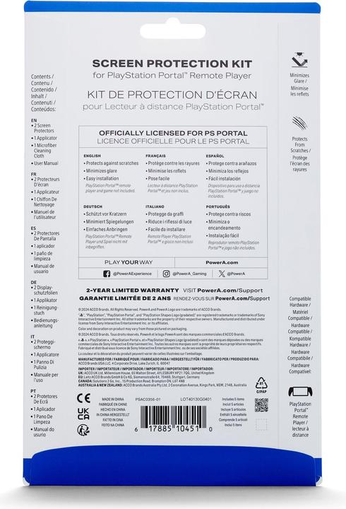 Nutritional values and ingredients PowerA PS5 Portal Screen Protector POWER A officially licensed (PS5)