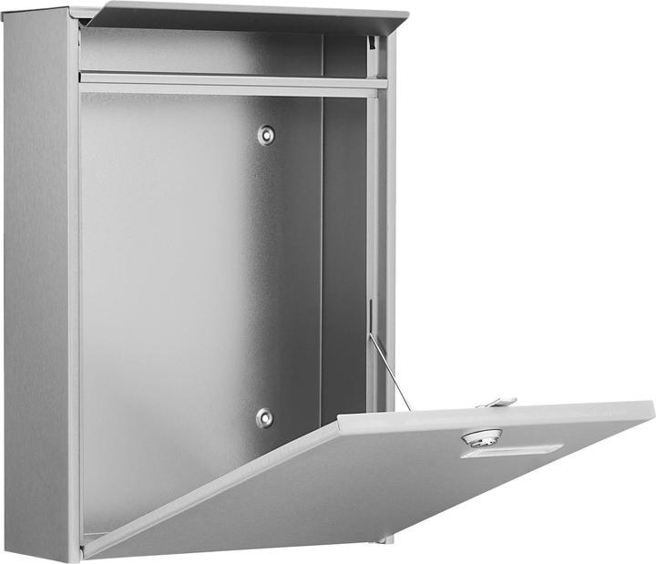 Actual product image Burg Wächter Letter box stainless steel WxHxD 285/400/105 mm Berlin 3777 NI with flap Opening stop Name
