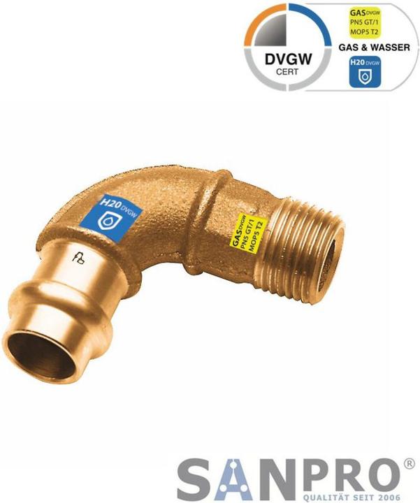 Immagine prodotto Sanpro CUPRESSK Raccordo a 90° - curva con filettatura esterna V 15 - 1/2" (Collegamento alla stampa)