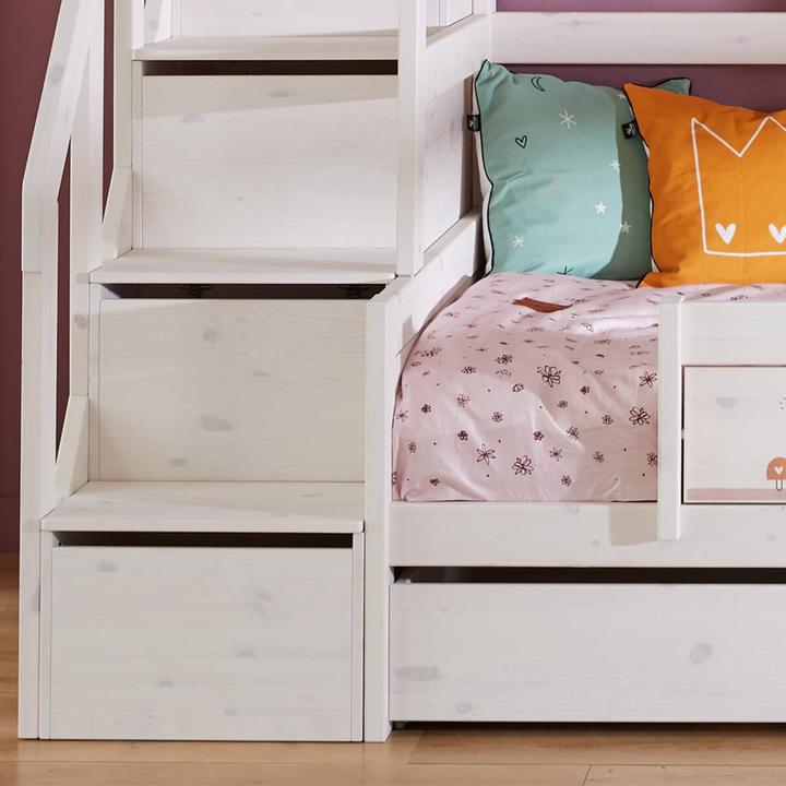 Immagine prodotto Lifetime Kidsrooms Letto a castello familiare con scale e rete a doghe Deluxe con letto ospite (90 x 200 cm)