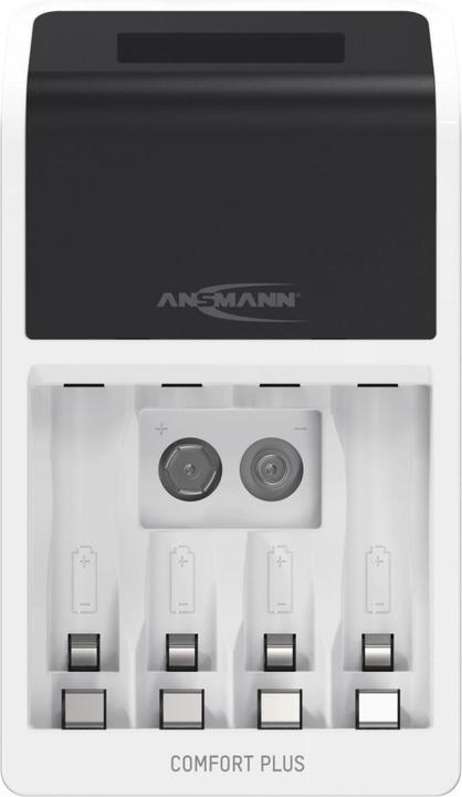 Ansmann Comfort Plus Schnell-Ladegerät für NiMH Akkus, AA oder AAA (1 Stk., AA, AAA, 2100 mAh, Ladegerät inkl. Akku)