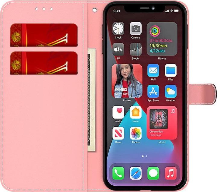 Produktbild Art iPhone 13 Pro Buch Etui Tasche mit Kartenfach Pink (Apple iPhone 13 Pro)