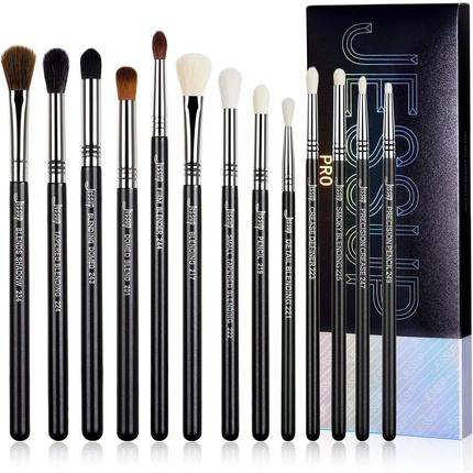 Actual product image Jessup Eye Makeup Brushes Set Professional Blending Brush for Eyeshadow 13pcs Premium Synthetic Blac (Eyebrows)