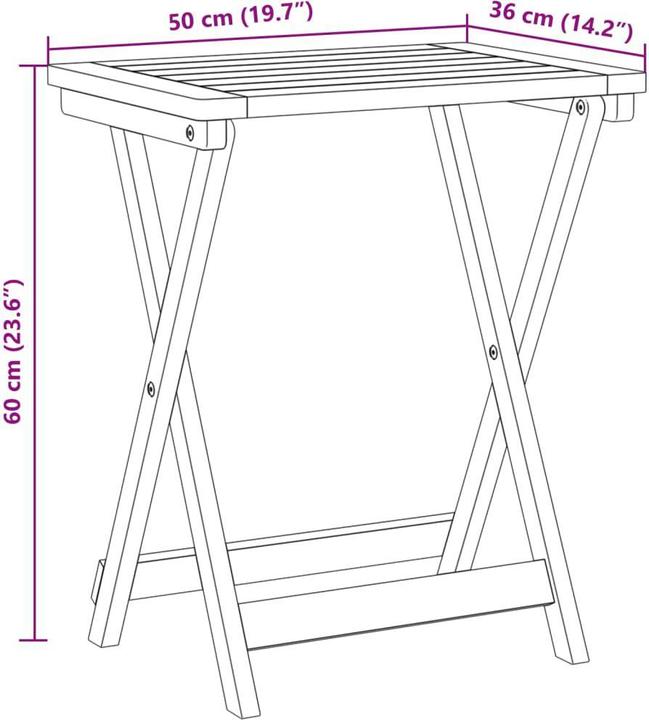 Actual product image VidaXL Folding acacia garden table (36 cm)
