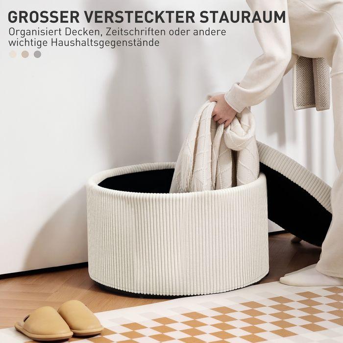 Actual product image Swisshandel24 Sitzhocker mit Stauraum Hocker mit Deckel, Runder Polsterhocker für Wohnzimmer