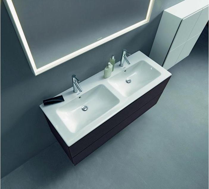 Produktbild Duravit Doppelwaschtisch ME by Starck m ÜL m HLB 1300x490mm 1 Hahnloch weiss WG (490 mm, 1300 mm)