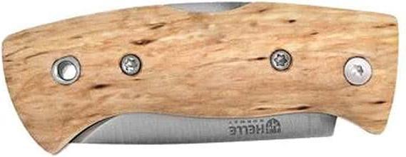 Actual product image Helle Kletten pocket knife, three-layer steel, curly birch, back lock (5.50 cm)