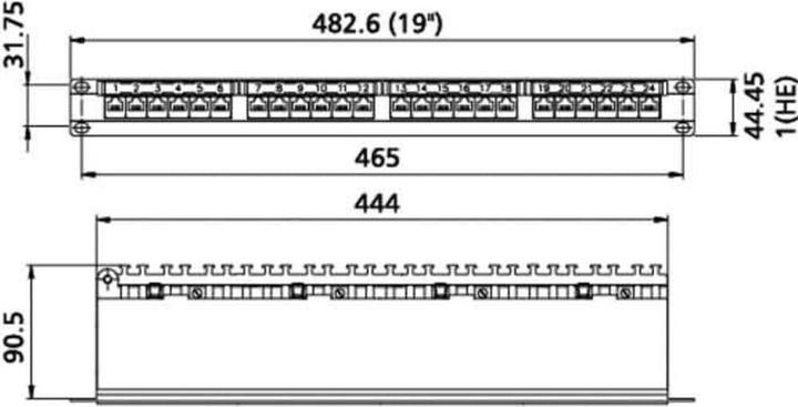 Produktbild Metz Connect Patchfeld E-DAT C6A, Cat.6A, 24 Port, 48,30cm (19"), silber eloxiert
