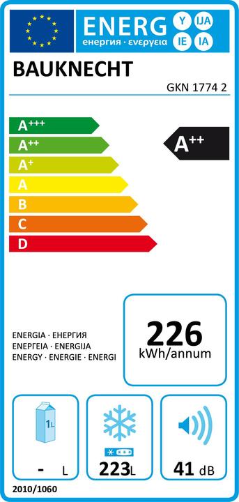 Energy Label Bauknecht GKN 1774 2 (Stand-alone, 228 l)