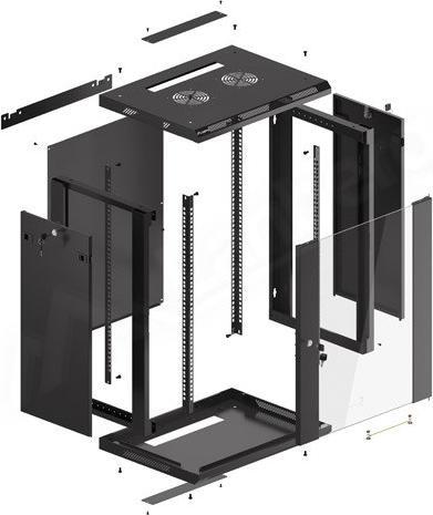 Produktbild Lanberg Wand- Rack 19 " 15U 600X450mm Schwarz (15 HE, 19 Zoll Rack)
