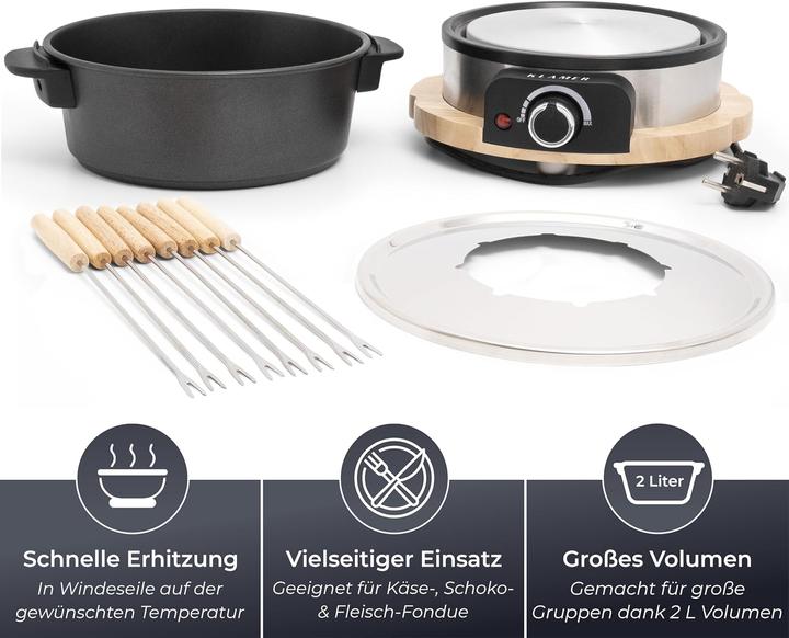 Actual product image KLAMER Electric fondue set (Fondue Bourguignonne, Chocolate fondue, Chinoise Fondue, Cheese fondue)