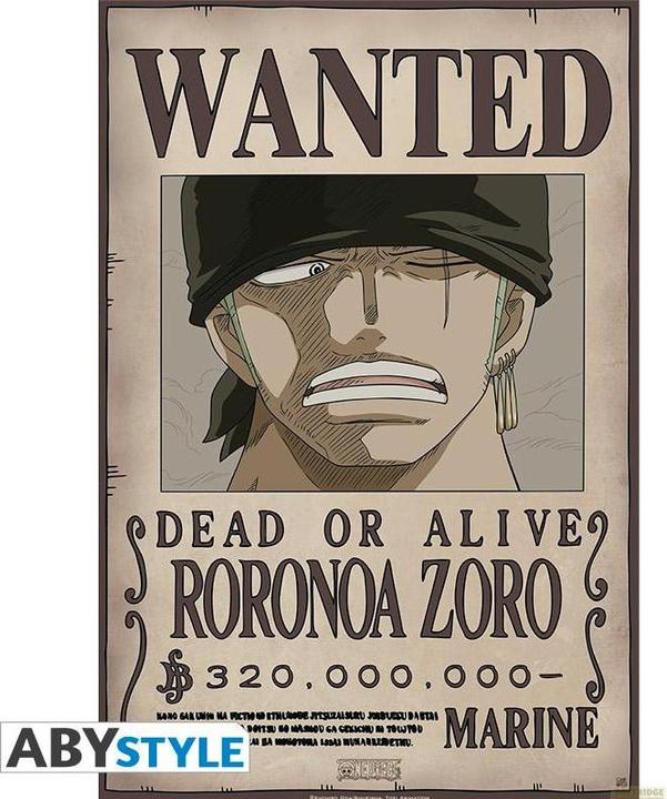 Produktbild ABYstyle ONE PIECE - Poster Wanted Zoro new 91.5x61 (91.5 x 61 cm)