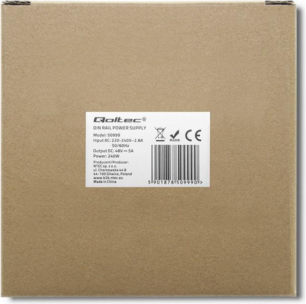 Immagine prodotto Qoltec 50999 Alimentatore per guida DIN 240W (240 W)