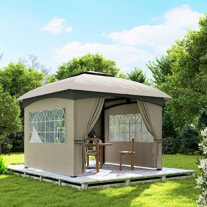 Immagine prodotto Swisshandel24 Pavillon ca. 3,4x3,4 m wasserabweisend, verzinkter Metallrahmen, Hellgrau (340 cm, 340 cm)