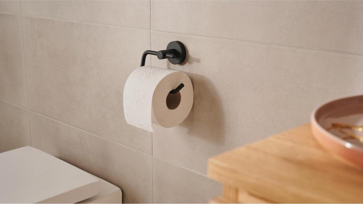 Image du produit tesa MOON BLACK Support de rouleau de papier toilette avec solution adhésive sans perçage