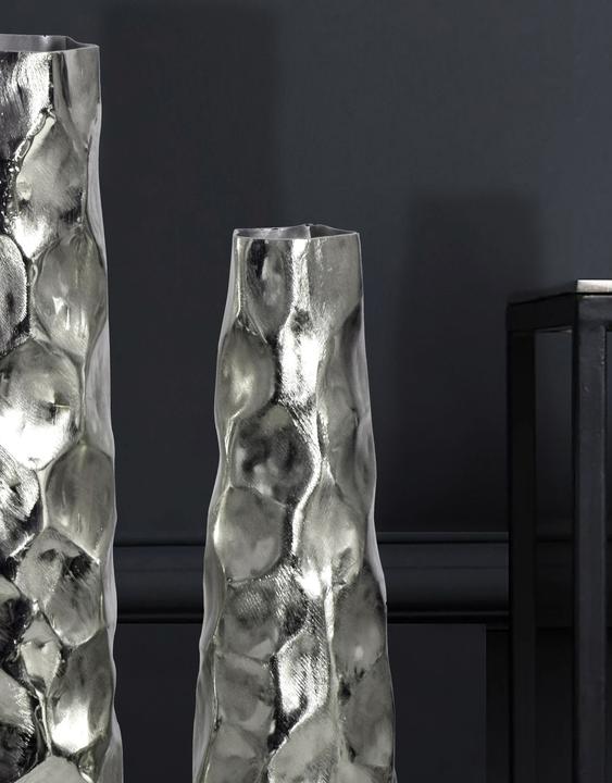 Actual product image FineBuy Vase 2er Set Blumenvase Aluminium Tischvase Hammerschlag Dekovase Modern (2 x)