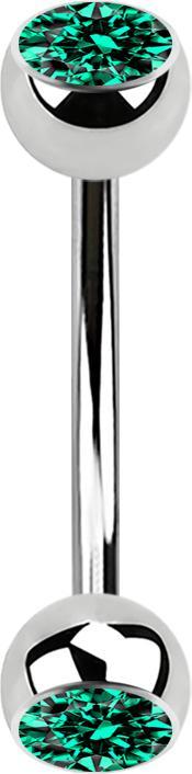 Immagine prodotto Star Piercing Micro banana in argento con due sfere di cristallo turchese (Acciaio chirurgico 316L)