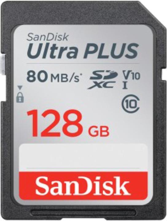 Immagine prodotto SanDisk Scheda SDXC 128GB Ultra Plus (80MB/s) (Classe 10) (Novità) (128 GB, SDXC, U3)