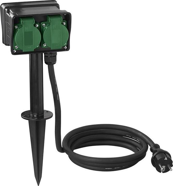 Produktbild ProPlus Gartensteckdose Schuko 4-fach mit Erdspiess 2M 3x1,5mm²