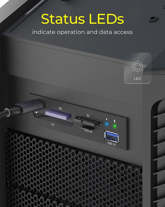 Produktbild Icy Box IcyBox MultiReader 4xCard 2xUSB 3.0 IB-865a (USB)