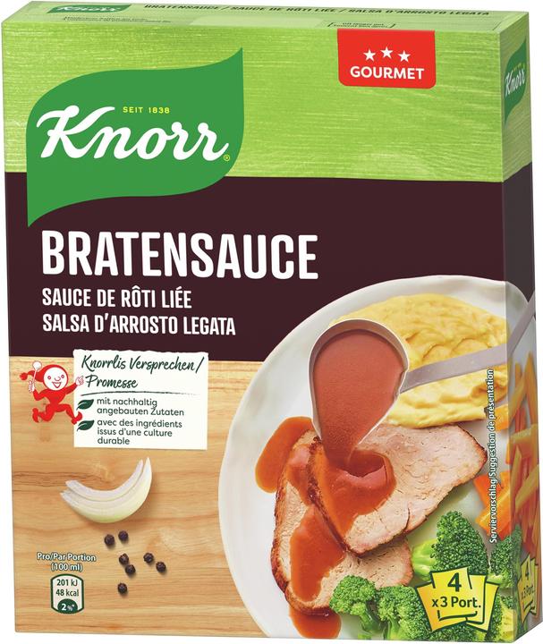 Produktbild Knorr Bratensauce Gourmet Packung für Feinschmecker, Sauce ideal zu zartem Gemüse & Fleisch (144 g)