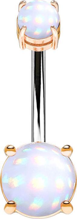 Star Piercing Banane Innengewinde rosegold mit zwei Epoxidstein weiss (Messing, Chirurgenstahl 316L)
