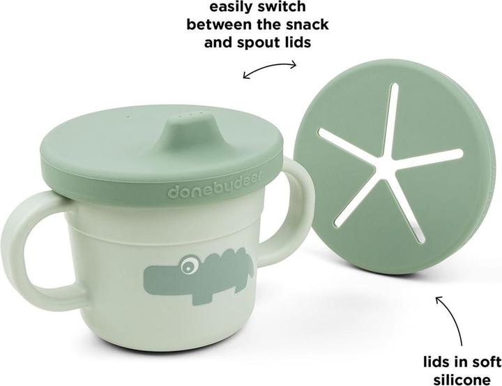 Actual product image Done by Deer Snack & drinking cup set Croco green