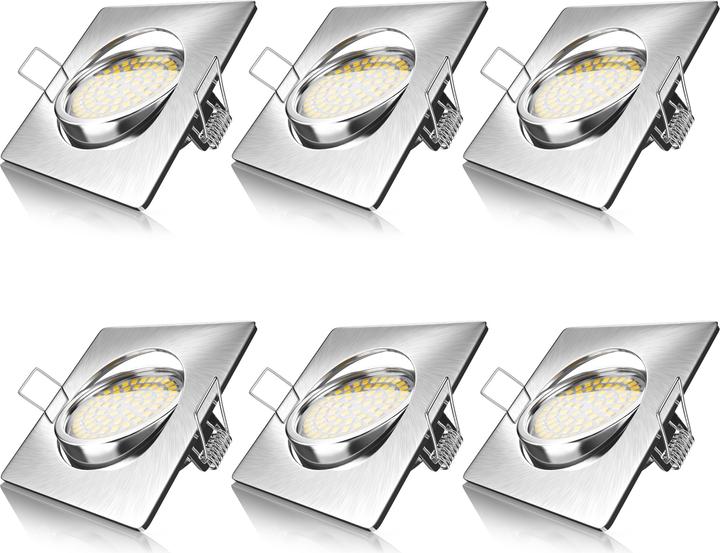 Produktbild Brandson 6x LED Deckenspot, schwenkbarer Einbaustrahler, Edelstahl Optik Einbauleuchte, Einbauspot Warmweiss (320 lm)
