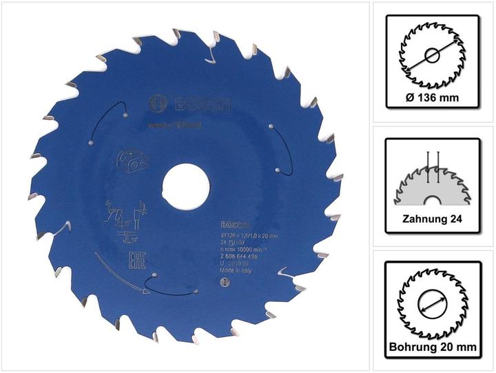 Actual product image Bosch Professional Zubehör Cordless circular saw blade Expert for Wood, 136 x 1.5/1 x 20, 24 teeth