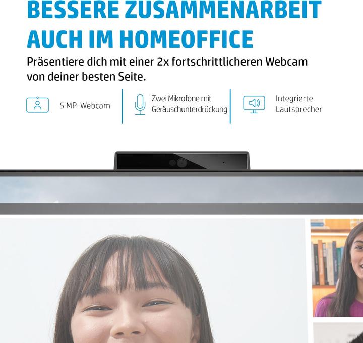 Produktbild HP M27 Webcam Monitor 68,58cm (27" ) (Full HD, IPS, 5ms, HDMI, DisplayPort, USB, 75Hz) (Energiekl... (1920 x 1080 Pixel, 27")