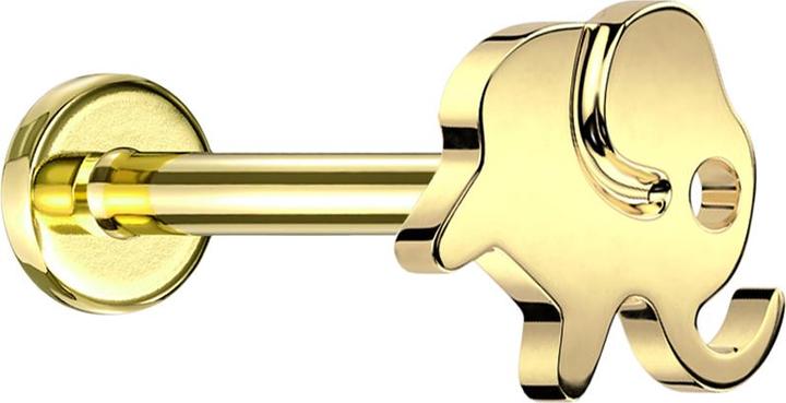 Immagine prodotto Star Piercing Micro labret filetto interno placcato oro elefante placcato oro (senza ottone, Titanio G23)