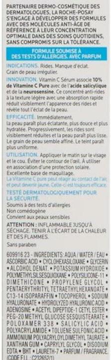 Nährwerte und Zutaten La Roche Posay Redermic Pure Vitamin C10 (30 ml)