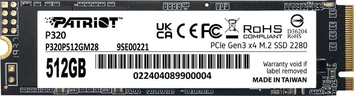 Nutritional values and ingredients Patriot SSD Viper P320 M.2 PCI-Ex4 NVMe 512GB 3GB/s (512 GB, M.2 2280)